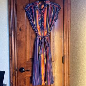 VTG Handmade Multi Rainbow Colored Dress with Tye